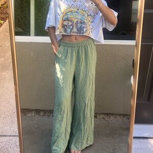 Mid rise linen pants